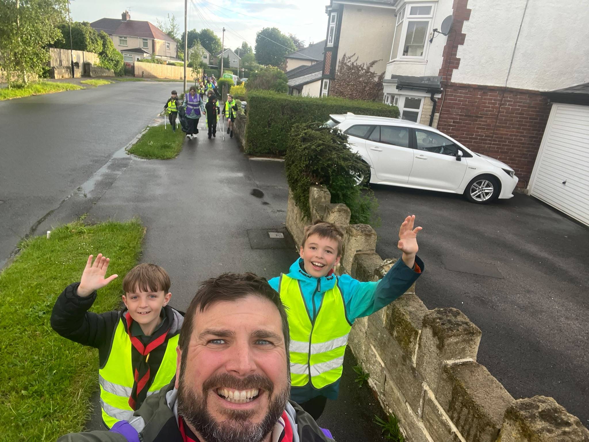 Cubs out and about on the litter pick